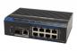 Gigabit PoE switch, DIN Rail Ports Gigabit liaison montante 1xRJ45, 1xSFP 8x Ports 10/100 PoE, IEEE 802.3af/at Jusqu'à 30 W par port Protection contre les surtensions CEI 61000-4-5 (6KV) DEL d'état : liaison montante, PoE, port optique, alimentation Bouto